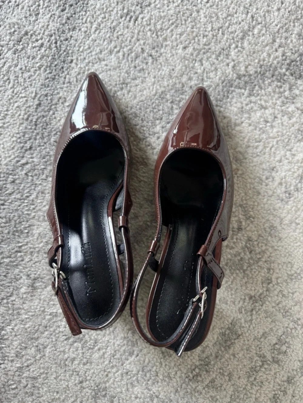 Women's Pointed-Toe Slingback Pumps in Dark Brown Patent